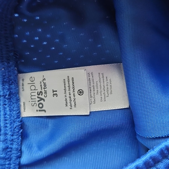🦖 5/$20 Carter's - Blue Athletic Mesh Shorts with Drawstring - Size 3T - Picture 2 of 3
